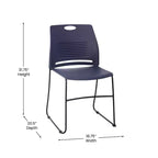 Flash Furniture Série HERCULES Ensemble de 5 chaises empilables en plastique de qualité commerciale, capacité 300 kg, avec piètement luge enduit de poudre et poignée de transport intégrée
