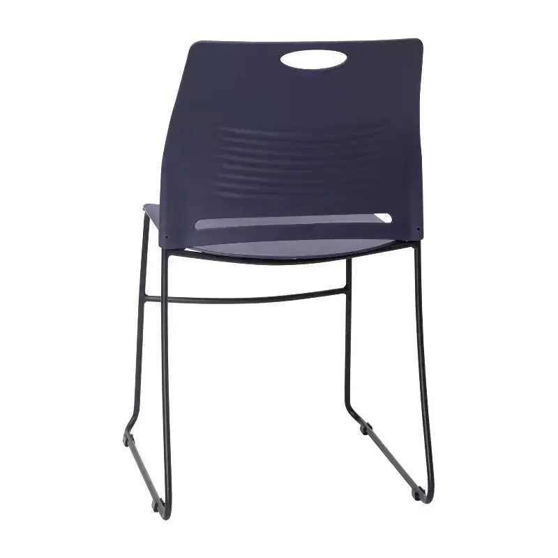 Flash Furniture Série HERCULES Ensemble de 5 chaises empilables en plastique de qualité commerciale, capacité 300 kg, avec piètement luge enduit de poudre et poignée de transport intégrée