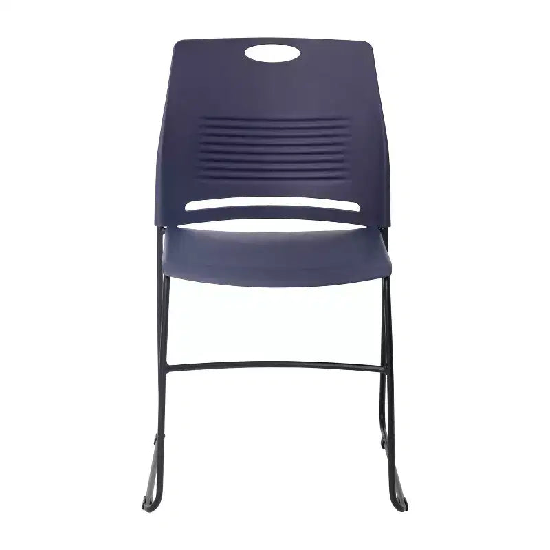 Flash Furniture Série HERCULES Ensemble de 5 chaises empilables en plastique de qualité commerciale, capacité 300 kg, avec piètement luge enduit de poudre et poignée de transport intégrée