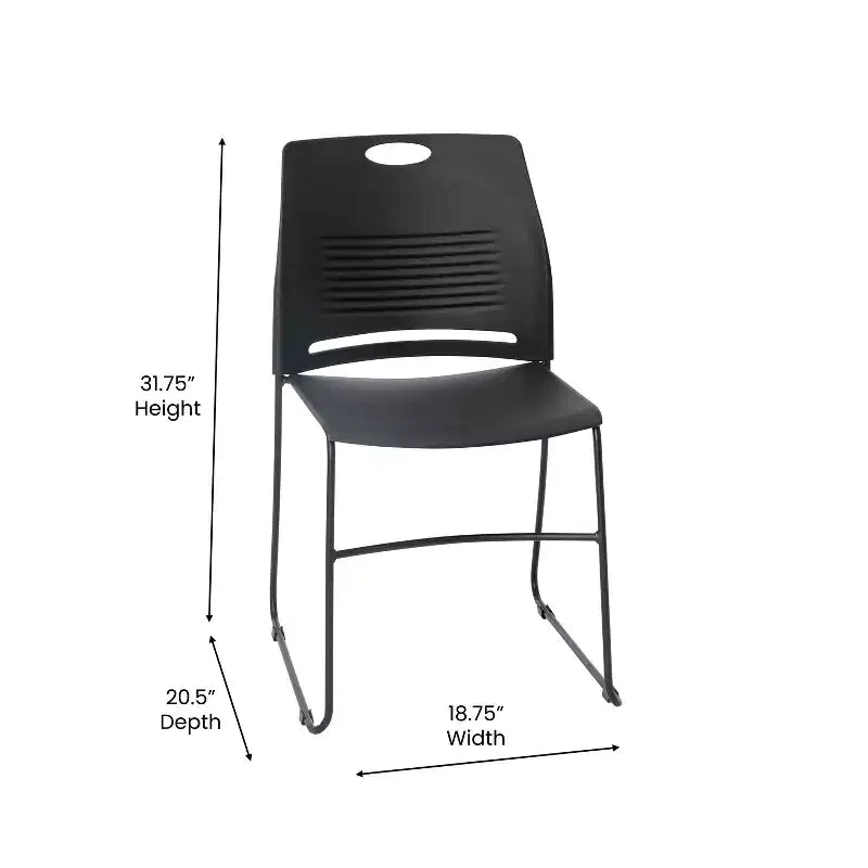 Flash Furniture Série HERCULES Ensemble de 5 chaises empilables en plastique de qualité commerciale, capacité 300 kg, avec piètement luge enduit de poudre et poignée de transport intégrée