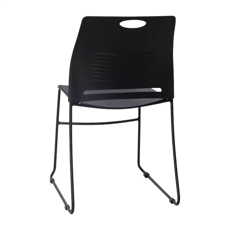 Flash Furniture Série HERCULES Ensemble de 5 chaises empilables en plastique de qualité commerciale, capacité 300 kg, avec piètement luge enduit de poudre et poignée de transport intégrée