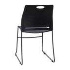 Flash Furniture Série HERCULES Ensemble de 5 chaises empilables en plastique de qualité commerciale, capacité 300 kg, avec piètement luge enduit de poudre et poignée de transport intégrée