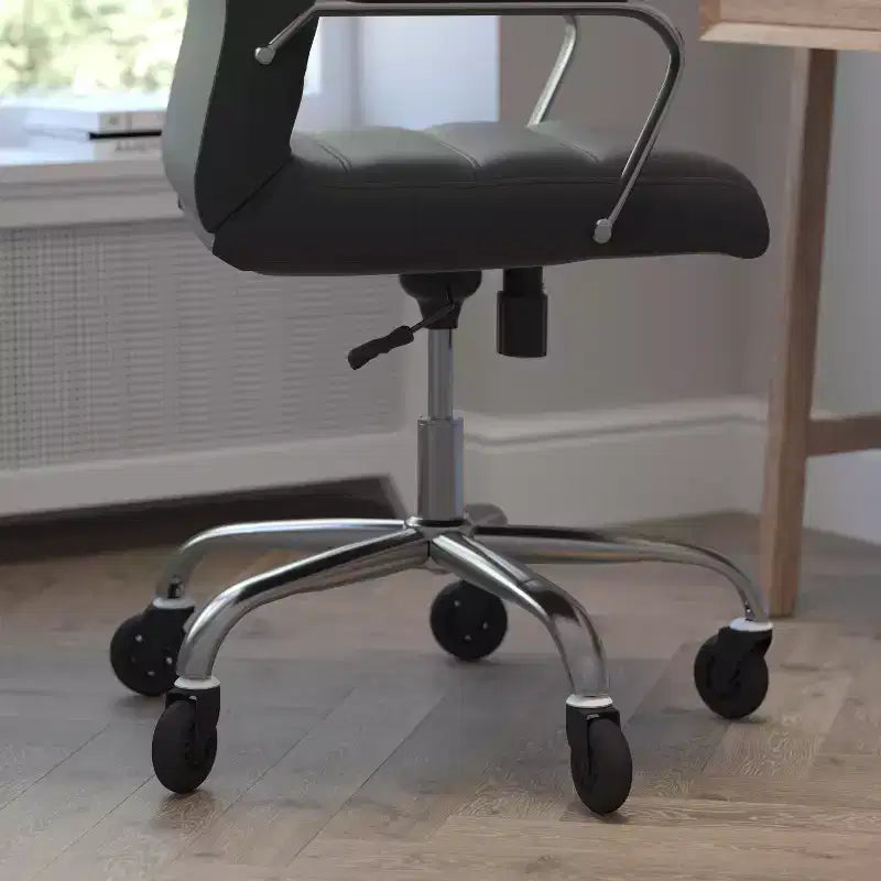Flash Furniture Whitney, fauteuil de bureau exécutif pivotant à dossier haut avec cadre noir, accoudoirs et roulettes transparentes