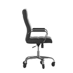 Flash Furniture Whitney, fauteuil de bureau exécutif pivotant à dossier haut avec cadre noir, accoudoirs et roulettes transparentes