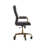 Flash Furniture Whitney, fauteuil de bureau exécutif pivotant à dossier haut avec cadre noir, accoudoirs et roulettes transparentes