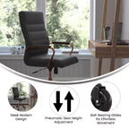 Flash Furniture Whitney, fauteuil de bureau exécutif pivotant à dossier haut avec cadre noir, accoudoirs et roulettes transparentes
