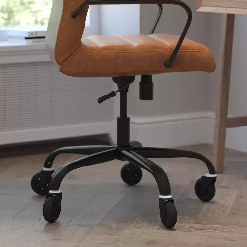 Flash Furniture Whitney, fauteuil de bureau exécutif pivotant à dossier haut avec cadre noir, accoudoirs et roulettes transparentes