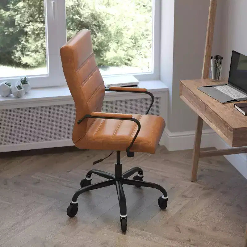 Flash Furniture Whitney, fauteuil de bureau exécutif pivotant à dossier haut avec cadre noir, accoudoirs et roulettes transparentes