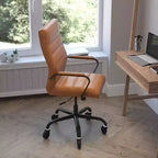 Flash Furniture Whitney, fauteuil de bureau exécutif pivotant à dossier haut avec cadre noir, accoudoirs et roulettes transparentes