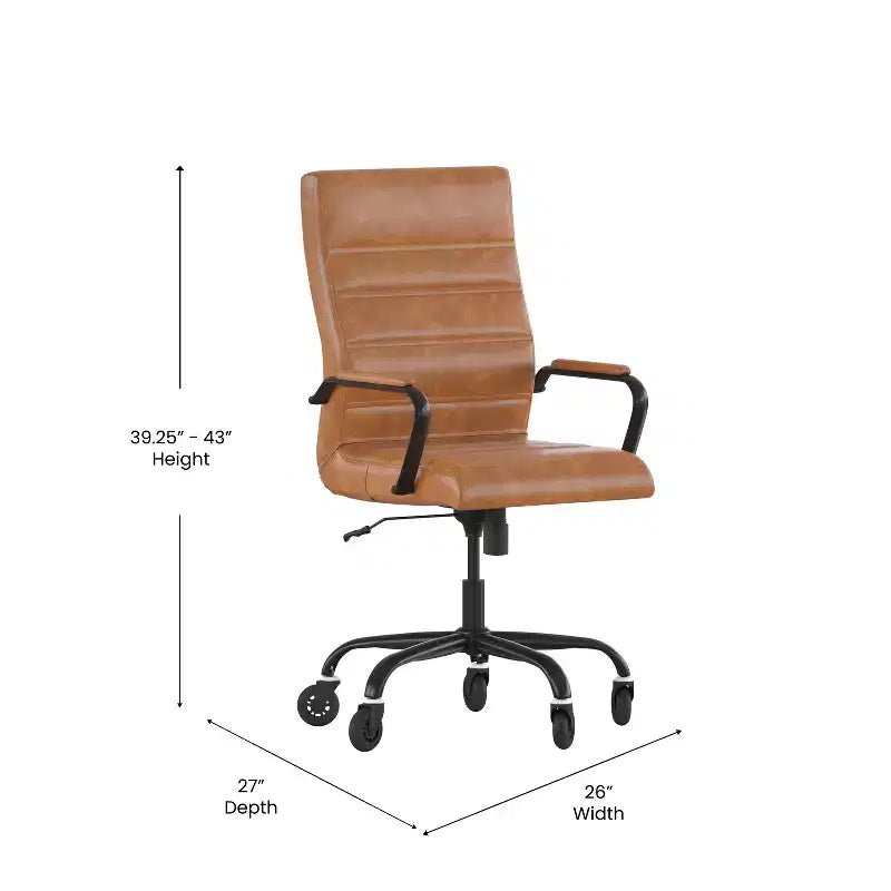 Flash Furniture Whitney, fauteuil de bureau exécutif pivotant à dossier haut avec cadre noir, accoudoirs et roulettes transparentes