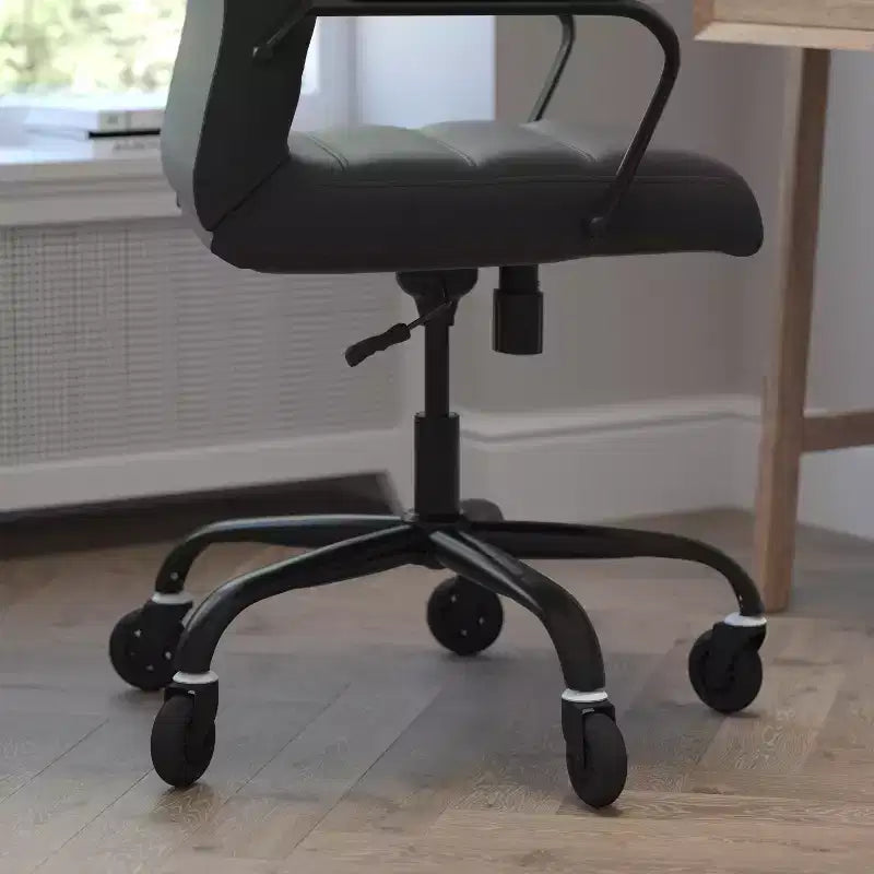 Flash Furniture Whitney, fauteuil de bureau exécutif pivotant à dossier haut avec cadre noir, accoudoirs et roulettes transparentes