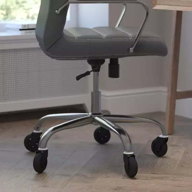 Flash Furniture Whitney, fauteuil de bureau exécutif pivotant à dossier haut avec cadre noir, accoudoirs et roulettes transparentes