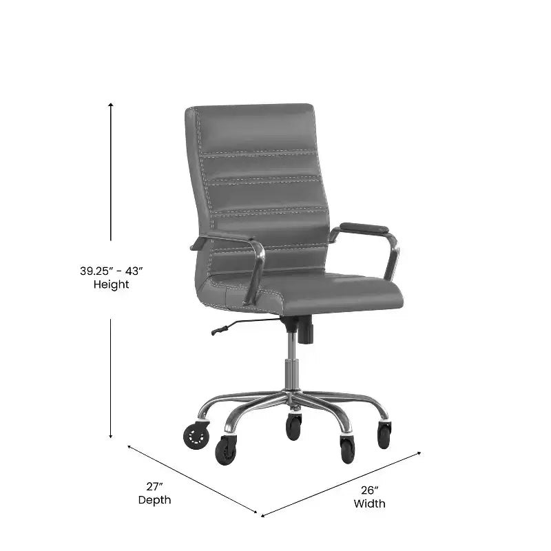 Flash Furniture Whitney, fauteuil de bureau exécutif pivotant à dossier haut avec cadre noir, accoudoirs et roulettes transparentes