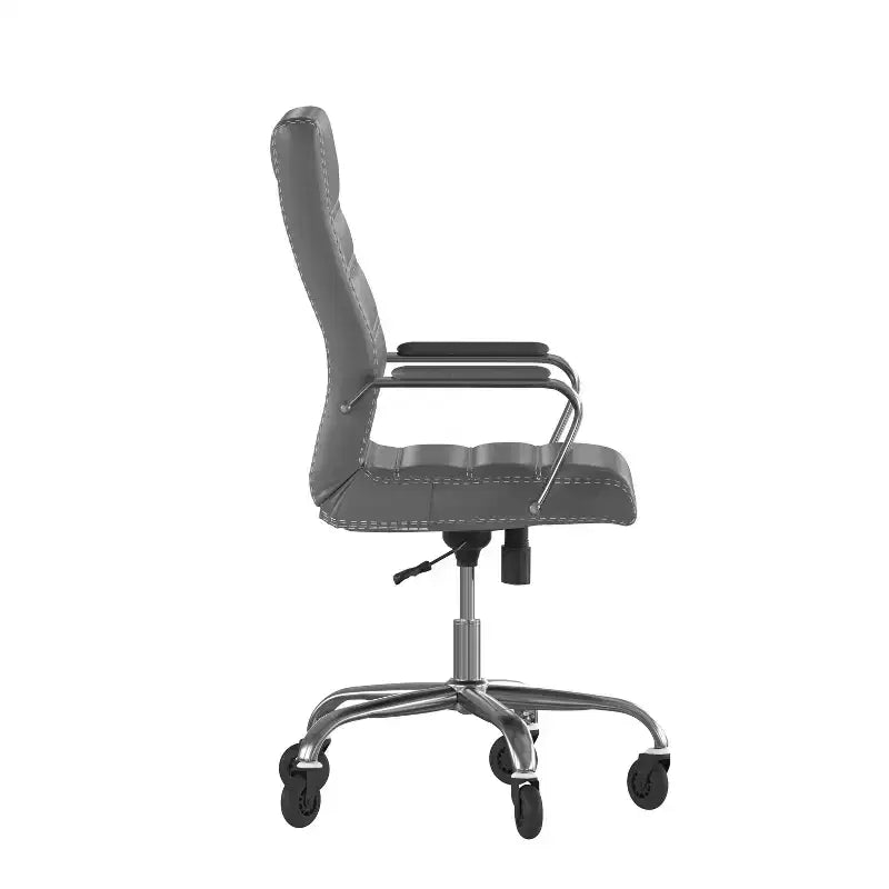 Flash Furniture Whitney, fauteuil de bureau exécutif pivotant à dossier haut avec cadre noir, accoudoirs et roulettes transparentes