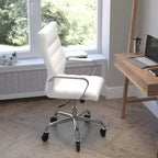 Flash Furniture Whitney, fauteuil de bureau exécutif pivotant à dossier haut avec cadre noir, accoudoirs et roulettes transparentes