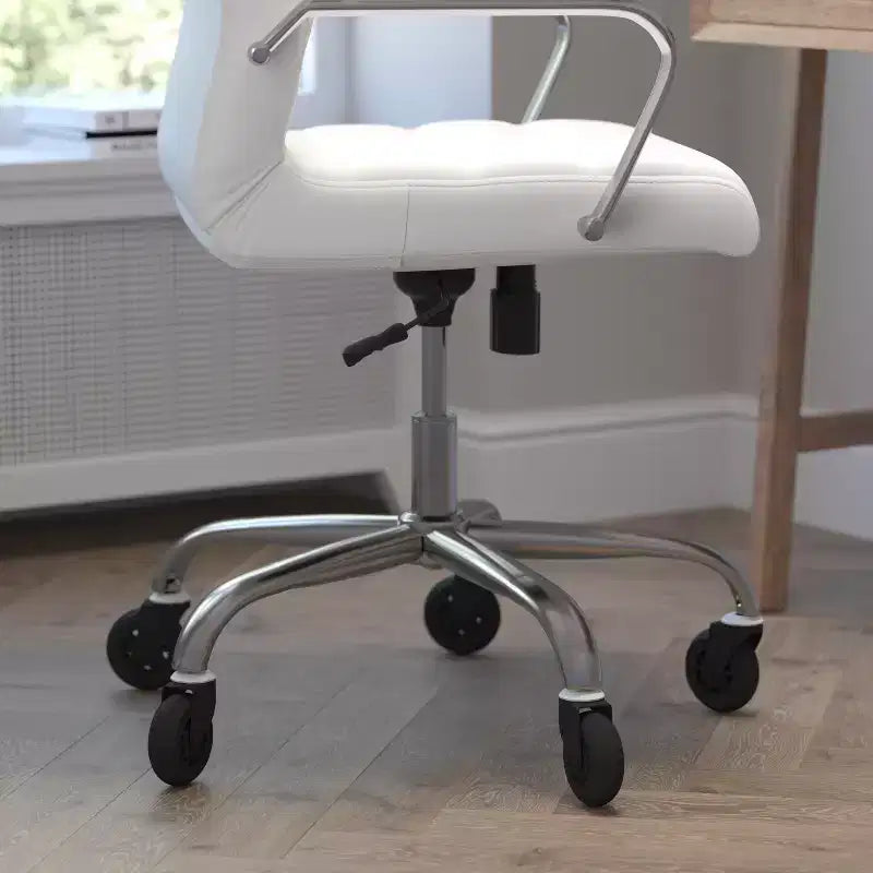 Flash Furniture Whitney, fauteuil de bureau exécutif pivotant à dossier haut avec cadre noir, accoudoirs et roulettes transparentes