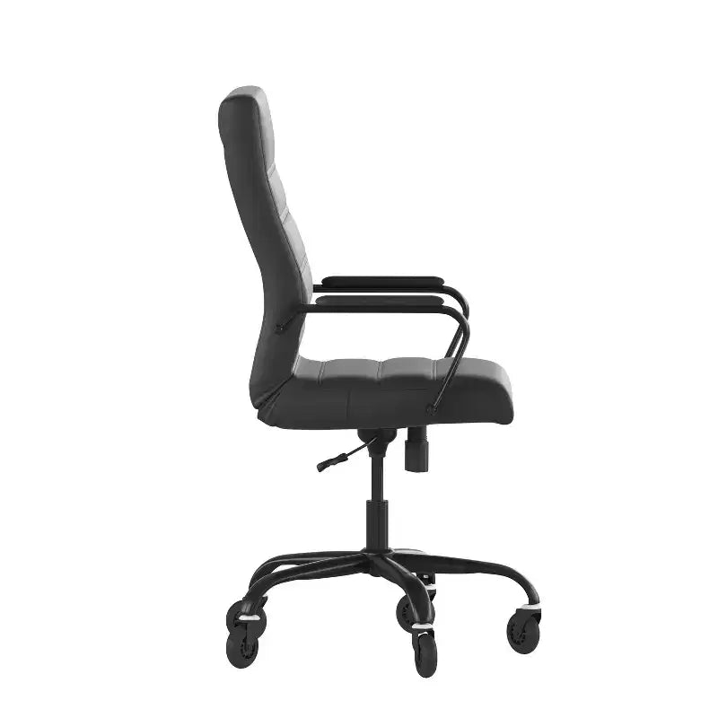 Flash Furniture Whitney, fauteuil de bureau exécutif pivotant à dossier haut avec cadre noir, accoudoirs et roulettes transparentes