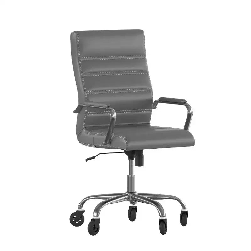 Flash Furniture Whitney, fauteuil de bureau exécutif pivotant à dossier haut avec cadre noir, accoudoirs et roulettes transparentes