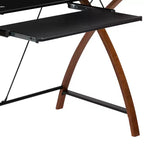 Bureau d'ordinateur d'angle en L Emma et Oliver Glass avec plateau de clavier coulissant
