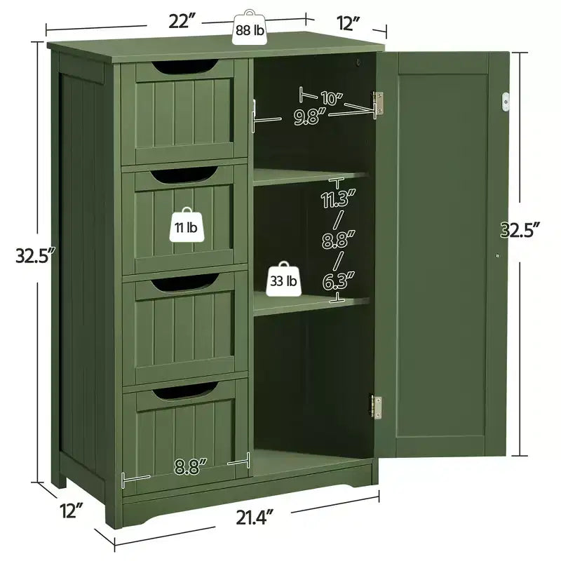 Meuble bas de salle de bain en bois Yaheetech avec 4 tiroirs