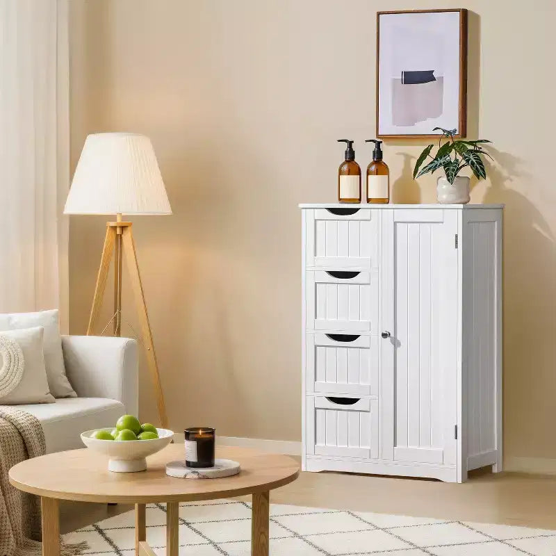 Meuble bas de salle de bain en bois Yaheetech avec 4 tiroirs