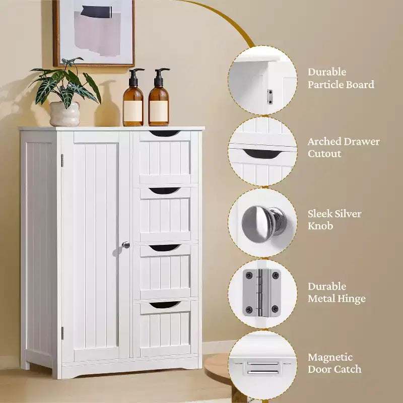 Meuble bas de salle de bain en bois Yaheetech avec 4 tiroirs