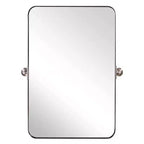 ANDY STAR Modern Decorative 22 x 34 Inch Rectangle Wall Mounted Hanging Bathroom Vanity Mirror with Stainless Steel Metal Frame, Brushed Gold