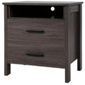 Costway Nightstand Drawers Rustic Side End Table Storage Compartment Cable Hole Oak\Walnut