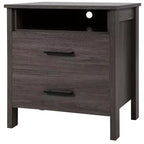 Costway Nightstand Drawers Rustic Side End Table Storage Compartment Cable Hole Oak\Walnut