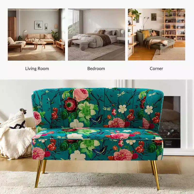 Causeuse contemporaine Trento 47 à motifs floraux | ART OF LIVING DESIGNS