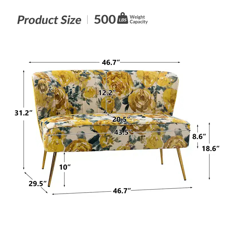 Causeuse contemporaine Trento 47 à motifs floraux | ART OF LIVING DESIGNS