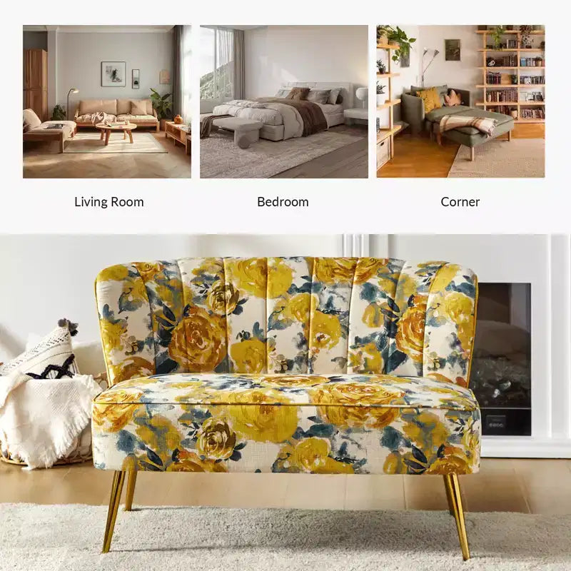 Causeuse contemporaine Trento 47 à motifs floraux | ART OF LIVING DESIGNS