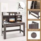 Bureau d'ordinateur Costway, bureau d'écriture en bois, poste de travail moderne pour bureau à domicile, table d'ordinateur portable pour petit espace