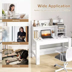 Bureau d'ordinateur Costway, bureau d'écriture en bois, poste de travail moderne pour bureau à domicile, table d'ordinateur portable pour petit espace