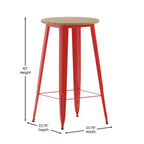 Flash Furniture Declan Table de bar commerciale intérieure/extérieure, plateau rond de 23,75 po en polyrésine toutes saisons avec base en acier