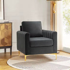 Fauteuil club capitonné contemporain en bois Iapygia avec pieds en métal pour chambre et salon | ART OF LIVING DESIGNS