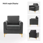 Fauteuil club capitonné contemporain en bois Iapygia avec pieds en métal pour chambre et salon | ART OF LIVING DESIGNS