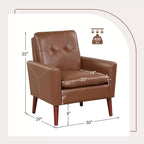 Costway Fauteuil moderne en PU avec accoudoirs et pieds en bois massif