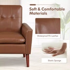 Costway Fauteuil moderne en PU avec accoudoirs et pieds en bois massif