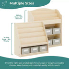 Guidecraft EdQ Présentoir à Livres et Bacs : Étagère en Bois avec Niveaux et Casiers, Meuble de Salle de Jeux pour Tout-Petits et Organisateur Cubique