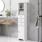 Tall Bathroom Cabinet with 3 Drawers and Adjustable Shelves - ModernLuxe