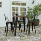 Table haute de bar Merrick Lane pour l'intérieur/l'extérieur, plateau carré en poly-résine tout temps de 80 cm avec base en acier