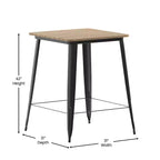 Table haute de bar Merrick Lane pour l'intérieur/l'extérieur, plateau carré en poly-résine tout temps de 80 cm avec base en acier