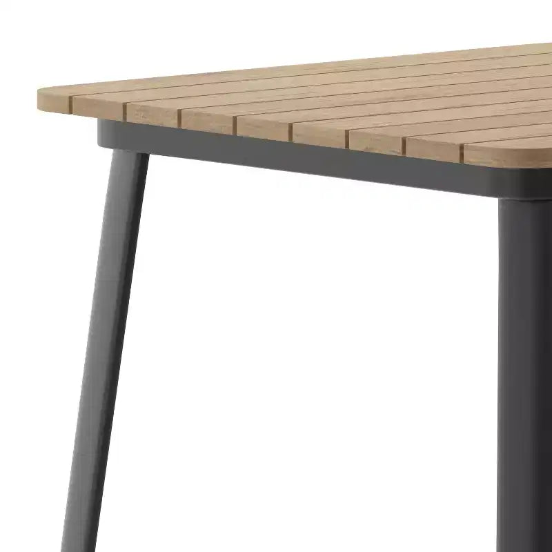 Table haute de bar Merrick Lane pour l'intérieur/l'extérieur, plateau carré en poly-résine tout temps de 80 cm avec base en acier