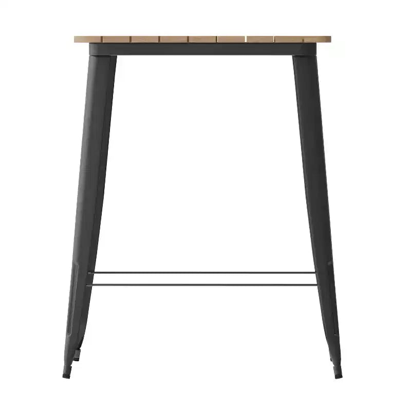 Table haute de bar Merrick Lane pour l'intérieur/l'extérieur, plateau carré en poly-résine tout temps de 80 cm avec base en acier