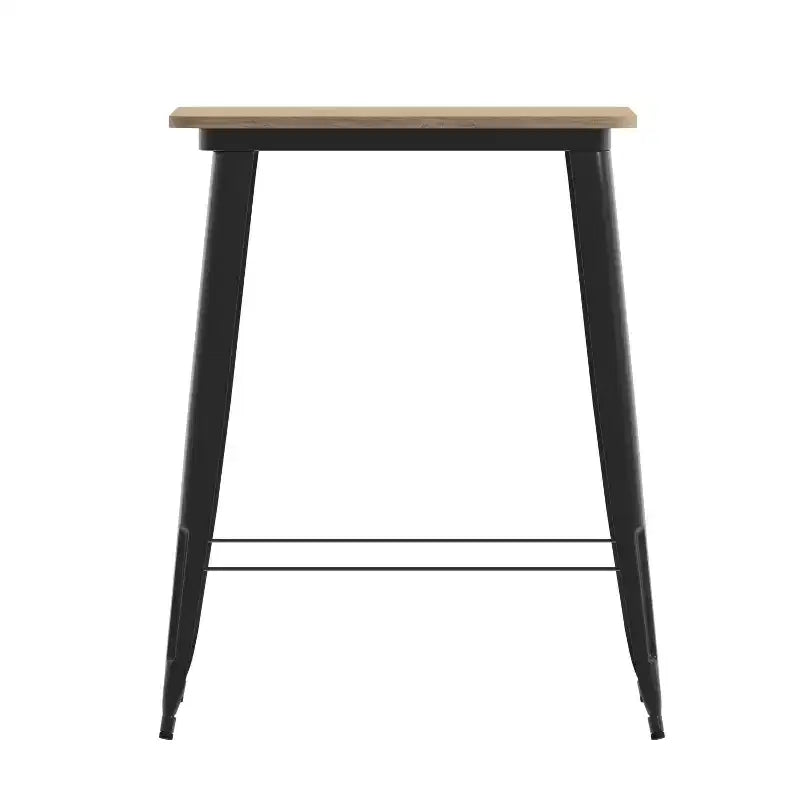 Table haute de bar Merrick Lane pour l'intérieur/l'extérieur, plateau carré en poly-résine tout temps de 80 cm avec base en acier