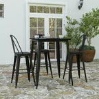 Table haute de bar Merrick Lane pour l'intérieur/l'extérieur, plateau carré en poly-résine tout temps de 80 cm avec base en acier