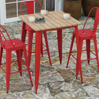 Table haute de bar Merrick Lane pour l'intérieur/l'extérieur, plateau carré en poly-résine tout temps de 80 cm avec base en acier