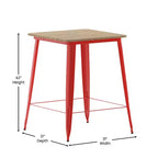 Table haute de bar Merrick Lane pour l'intérieur/l'extérieur, plateau carré en poly-résine tout temps de 80 cm avec base en acier