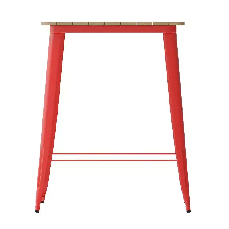 Table haute de bar Merrick Lane pour l'intérieur/l'extérieur, plateau carré en poly-résine tout temps de 80 cm avec base en acier